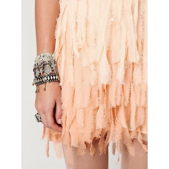 Free People Feather Lace Chiffon Mini Dress S - Picture 2 of 5